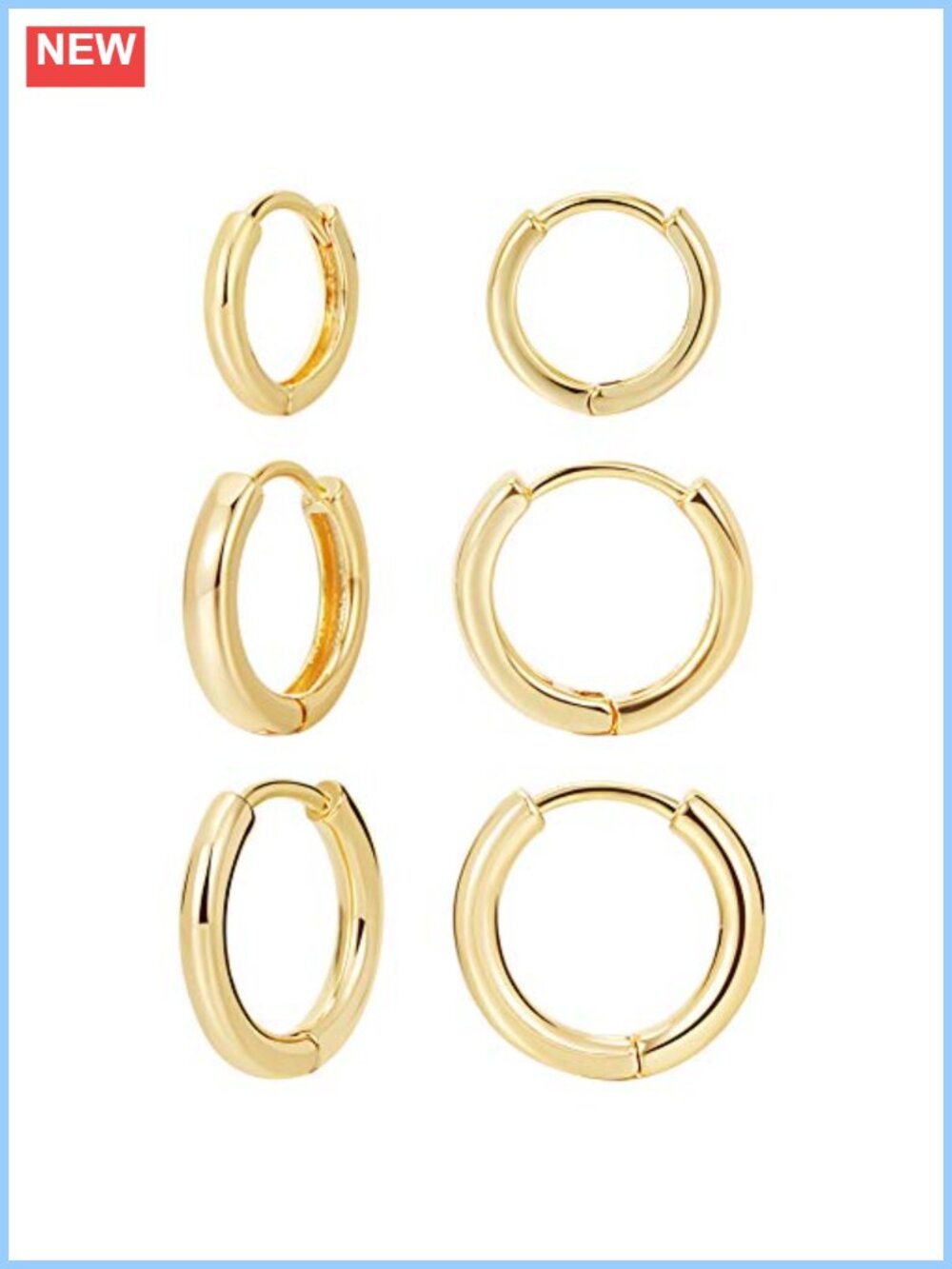 3 Pairs Huggie Hoop Earrings Copper 1.2cm 1.5cm 1.7cm Hypoallergenic